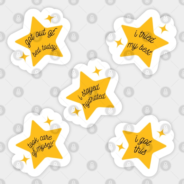 Motivational gold star sticker set Sticker by raosnop